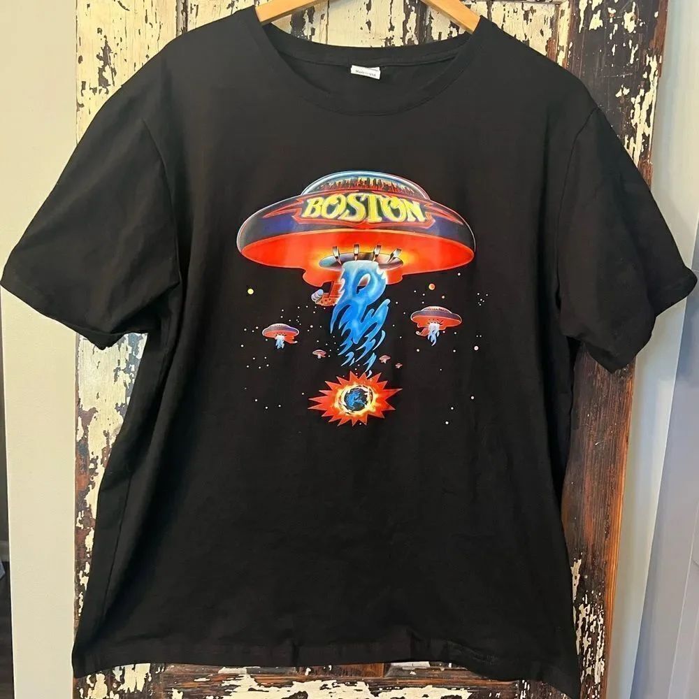 Boston album cover iron on women’s size XL T-shirt.